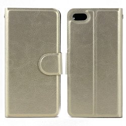 iPhone 4S 4 Slim Flip Leather Wallet Case (Gold Gold)